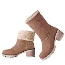 Botas de inverno VIMISAOI para mulheres com salto médio e camurça