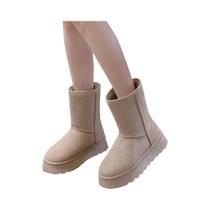 Botas de Neve Femininas de Lã com Sola Grossa - Bico Redondo e Cano Alto