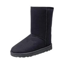 Botas de Neve Femininas de Veludo - Cano Médio, Bico Redondo e Sola Grossa