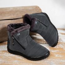 Botas De Neve Femininas Impermeáveis Com Forro De Pelúcia Falsa, Zíper Lateral, Quentes Para Climas Botas De Neve Femininas Impermeáveis Com Forro De Pelúcia Falsa, Zíper Lateral, Quentes Para Climas