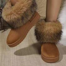Botas de Neve Femininas Quentes e Antiderrapantes - Camurça, Bico Redondo e Solado em Muffin