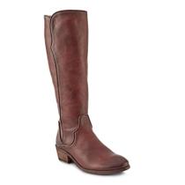 Botas de panturrilha Frye Carson Piping Tall Wide para mulheres feitas de couro dobrável antigo com debrum de estilo ocidental, fecho interno com zíper e salto baixo 15" de altura do cano, sequoia 6,5 m