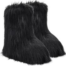 Botas de pele sintética NWSTESLE femininas peludas fofas de inverno pretas