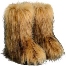 Botas de pele sintética NWSTESLE femininas peludas, y2k, marrons de inverno