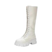 Botas De Plataforma Altas Para Mulheres Estilo Punk De Inverno, Calçados Acolchoados Brancos E Botas De Plataforma Altas Para Mulheres Estilo Punk De Inverno, Calçados Acolchoados Brancos E