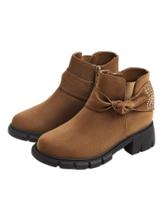 Botas de tornozelo Coutgo Girls, salto baixo, glitter, borboleta, marrom Botas de tornozelo Coutgo Girls, salto baixo, glitter, borboleta, marrom