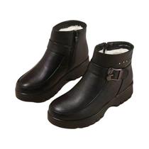 Botas de Tornozelo Femininas de Inverno - Couro PU, Pelúcia Quente, Impermeáveis e Antiderrapantes