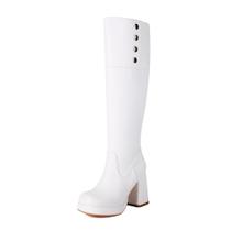 Botas de tornozelo ForeMode de couro gótico de salto alto cravejadas brancas