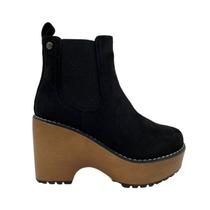 Botas de tornozelo genéricas de camurça preta com plataforma de 8 cm para mulheres