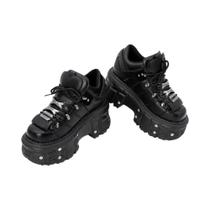 Botas De Tornozelo Góticas Femininas Estilo Punk Com Cadarço, Salto De 6CM, Plataforma, Tênis Rock Botas De Tornozelo Góticas Femininas Estilo Punk Com Cadarço, Salto De 6CM, Plataforma, Tênis Rock