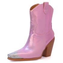 Botas de tornozelo Hoantiai femininas com biqueira de metal gravada no oeste