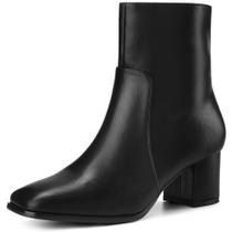 Botas de tornozelo Perphy Fashion, bico quadrado, salto baixo, mulheres