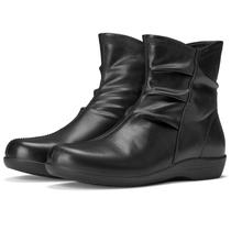 Botas de tornozelo SUEDI, botas planas, franzidas, casuais, pretas, femininas 8,5