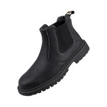 Botas de Trabalho de Couro Impermeáveis com Biqueira de Aço - Marrom - Para Homens