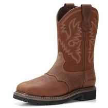 Botas de trabalho HISEA NINGO masculinas Western Cowboy em aço/bico macio