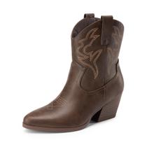 Botas DREAM PAIRS DWUMAB2504 Bordadas Estilo Western Marrons