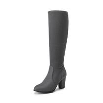 Botas DREAM PAIRS, salto grosso, altura do joelho, femininas, cinza, tamanho 10