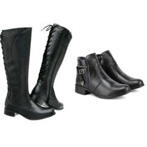 Botas Feminina Montaria Cano Longo E Coturno Pack 2 Pares - Prancho.com