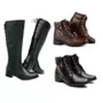 Botas Feminina Montaria Cano Longo E Coturno Pack 3 Pares Dona beja