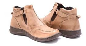 Botas Femininas 100 % de Couro com Elastico, Bota Confortavel Taupe