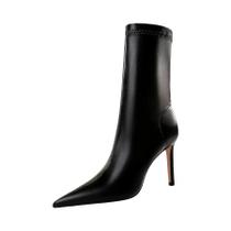 Botas Femininas de Couro com Salto Alto Fino 7,5cm/10cm - Quentes para Inverno e Neve
