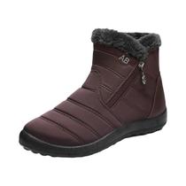 Botas Femininas De Inverno Com Forro De Pele, Salto Baixo, À Prova D'água, Sapatos De Neve, Botas