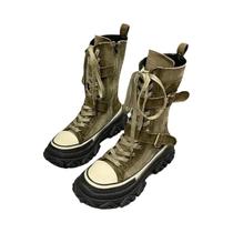 Botas Femininas De Luxo Com Salto Baixo, Bico Redondo, Em Tecido De Algodão, Cano Médio, Slip-On, Botas Femininas De Luxo Com Salto Baixo, Bico Redondo, Em Tecido De Algodão, Cano Médio, Slip-On,