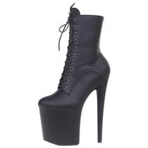 Botas Femininas De Salto Alto Extremo De 20 Cm Com Cadarço E Zíper Lateral Sexy Pole Dancing