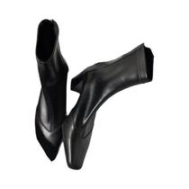 Botas Femininas de Salto Grosso com Zíper - Bico Fino - Outono/Inverno Botas Femininas de Salto Grosso com Zíper - Bico Fino - Outono/Inverno