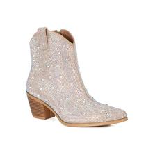 Botas femininas FIFSY, strass, estilo ocidental, salto alto