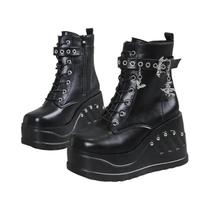 Botas Femininas Punk Goth Plataforma - Salto Cunha - Moda 2024 Botas Femininas Punk Goth Plataforma - Salto Cunha - Moda 2024