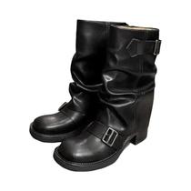 Botas Femininas Retrô Marrom Estilo Cowboy Ocidental, Botas Curtas De Tornozelo Grossas E Empilhadas Botas Femininas Retrô Marrom Estilo Cowboy Ocidental, Botas Curtas De Tornozelo Grossas E Empilhadas