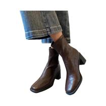 Botas Femininas Vintage De Outono, Elegantes, De Couro Macio, Com Salto Grosso, Botinhas Da Moda Botas Femininas Vintage De Outono, Elegantes, De Couro Macio, Com Salto Grosso, Botinhas Da Moda