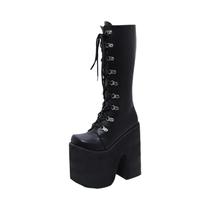 Botas Femininas Y2K Over the Knee com Zíper Lateral e Plataforma Botas Femininas Y2K Over the Knee com Zíper Lateral e Plataforma