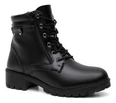 Botas Femininas Zíper Lateral Cabedal Em Couro Pu Sola Leve