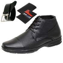 Botas Masculina Coturno Casual Solado Ortopédico Macio e Confortável + Cinto + Carteira
