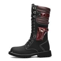 Botas Masculinas De Cano Alto Para Motocicleta Outono Inverno Moda Ao Ar Livre Antiderrapante Sola