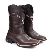 Botas Masculinas Texana Couro Country Moda Agroboy Bruta Sola Costurada