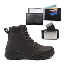 Botas Masculinas Trilha Com Carteira e Cinto Coturno Estilo Adventure Confortável Leve Dia A Dia