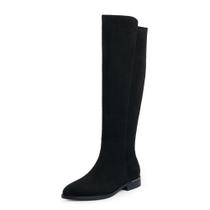 Botas Modatope até o joelho, camurça preta, salto baixo, mulheres 8,5