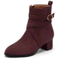 Botas NUMALEO Burgundy Suede para mulheres com salto grosso de 4,5 cm