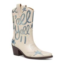 Botas ocidentais HOCHFART Embroidered Star Women em couro preto