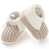 Botas para bebês Neiwech Newborn, tricotadas à mão, bege, de 0 a 3 meses Botas para bebês Neiwech Newborn, tricotadas à mão, bege, de 0 a 3 meses