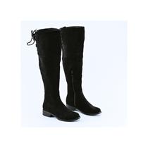 Botas pretas Buccaneer para mulheres, couro de camurça, salto de 5 cm