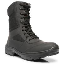 Botas Taticas Infantaria em Couro Coturno Militar PM com Palmilha de Gel Bico PVC Preto