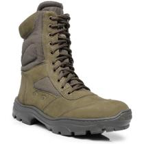 Botas Taticas Infantaria em Couro Coturno Militar PM com Palmilha de Gel Bico PVC Verde