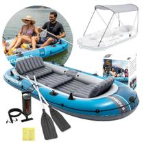 Bote Inflável Barco Excursion 5 Pessoas Azul com Capota Remos e Bomba Intex Bote Inflável Barco Excursion 5 Pessoas Azul com Capota Remos e Bomba Intex