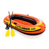 Bote Inflável Explorer 300 Intex até 186kg com Par Remos e Bomba Bote Inflável Explorer 300 Intex até 186kg com Par Remos e Bomba