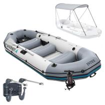 Bote Inflável Intex Mariner 4 Par Remos Bomba Capota Suporte Motor Bote Inflável Intex Mariner 4 Par Remos Bomba Capota Suporte Motor