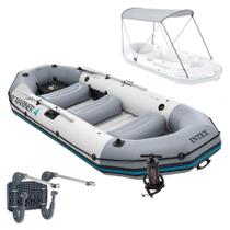 Bote Inflável Intex Mariner 4 Par Remos Bomba Capota Suporte Motor Bote Inflável Intex Mariner 4 Par Remos Bomba Capota Suporte Motor